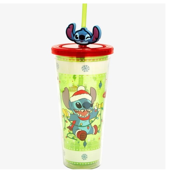 Lilo & Stitch Holiday Sweater and Ornaments Acrylic Travel Cup NWT - Picture 1 of 4